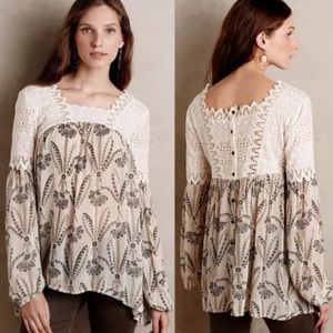 Anthropologie Floreat Cantana Peasant Blouse Small